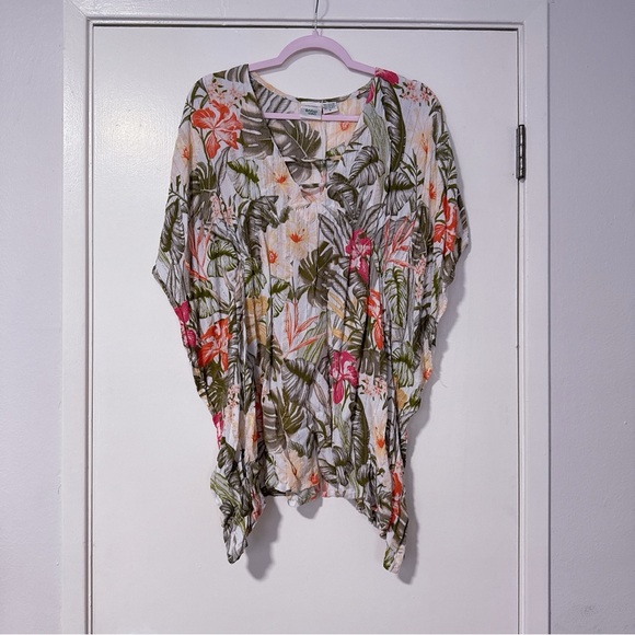 RAINFOREST Floral Print Top - Green, Pink, Orange - Picture 1 of 2